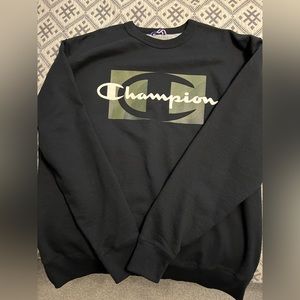 Black & Camo Champion Crewneck